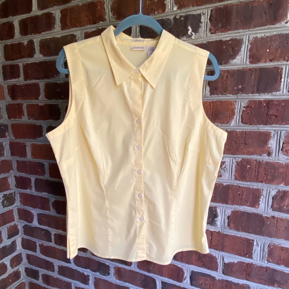 Sunny St. John’s Bay Yellow Sleeveless Button Down Cotton Top, Size XL
